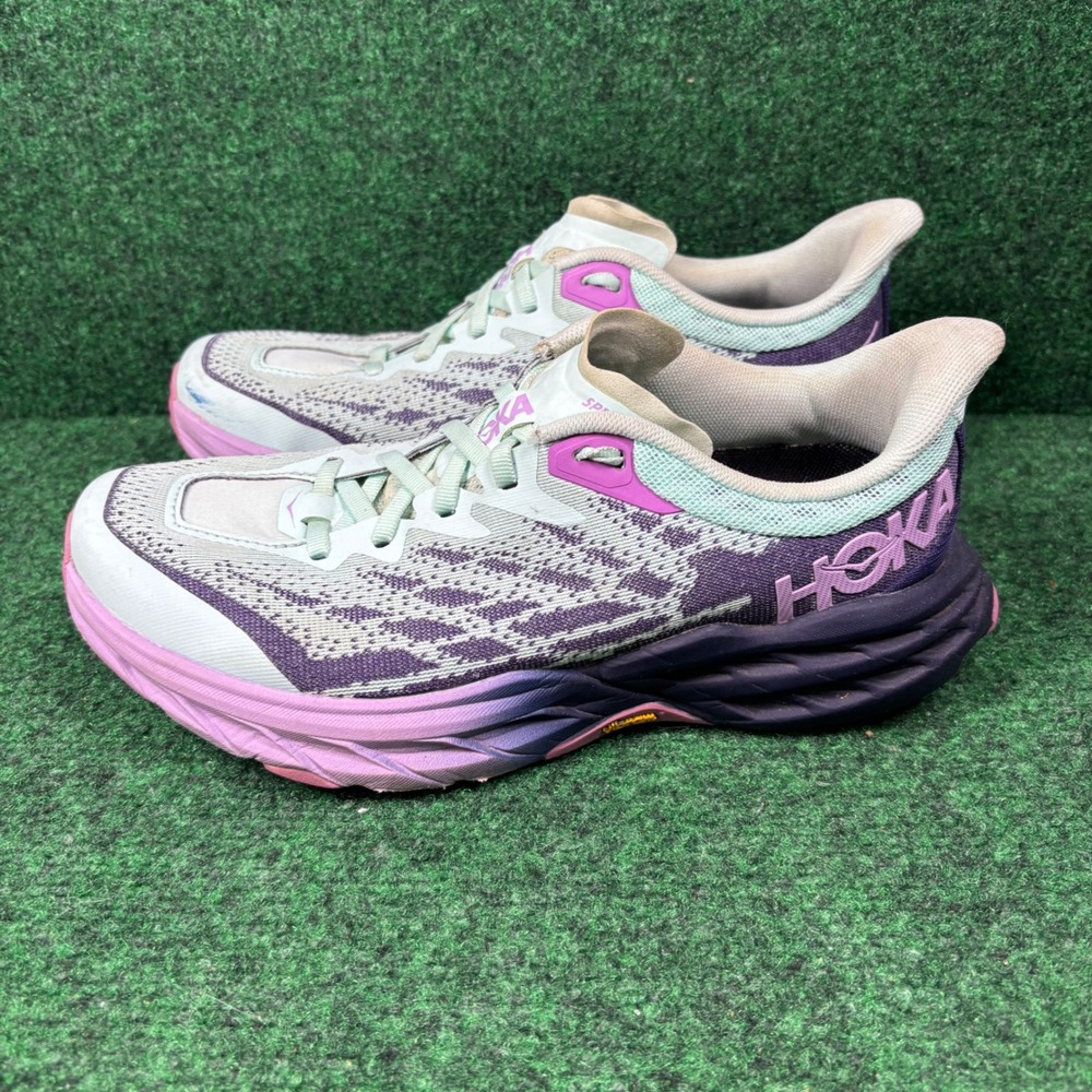 Hoka Speedgoat 5 Womens 7.5 D Wide Trail Running Shoes Blue Purple 1123158 - Picture 4 of 8